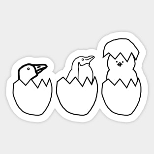 Three Easter Eggs Hatching Birds Minimal Sticker